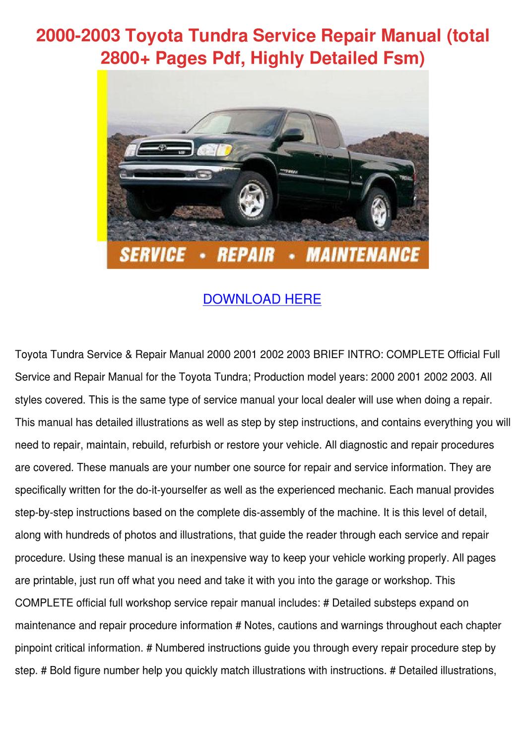 Toyota tundra service manuals